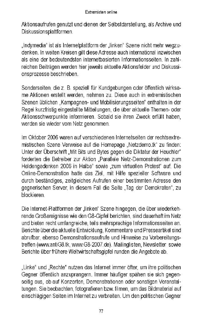 Seite 75 des Verfassungsschutzbericht 2006 Brandenburg