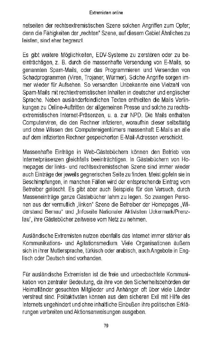 Seite 77 des Verfassungsschutzbericht 2006 Brandenburg