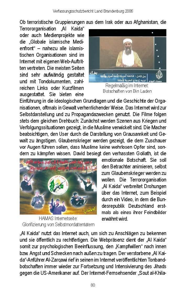 Seite 78 des Verfassungsschutzbericht 2006 Brandenburg