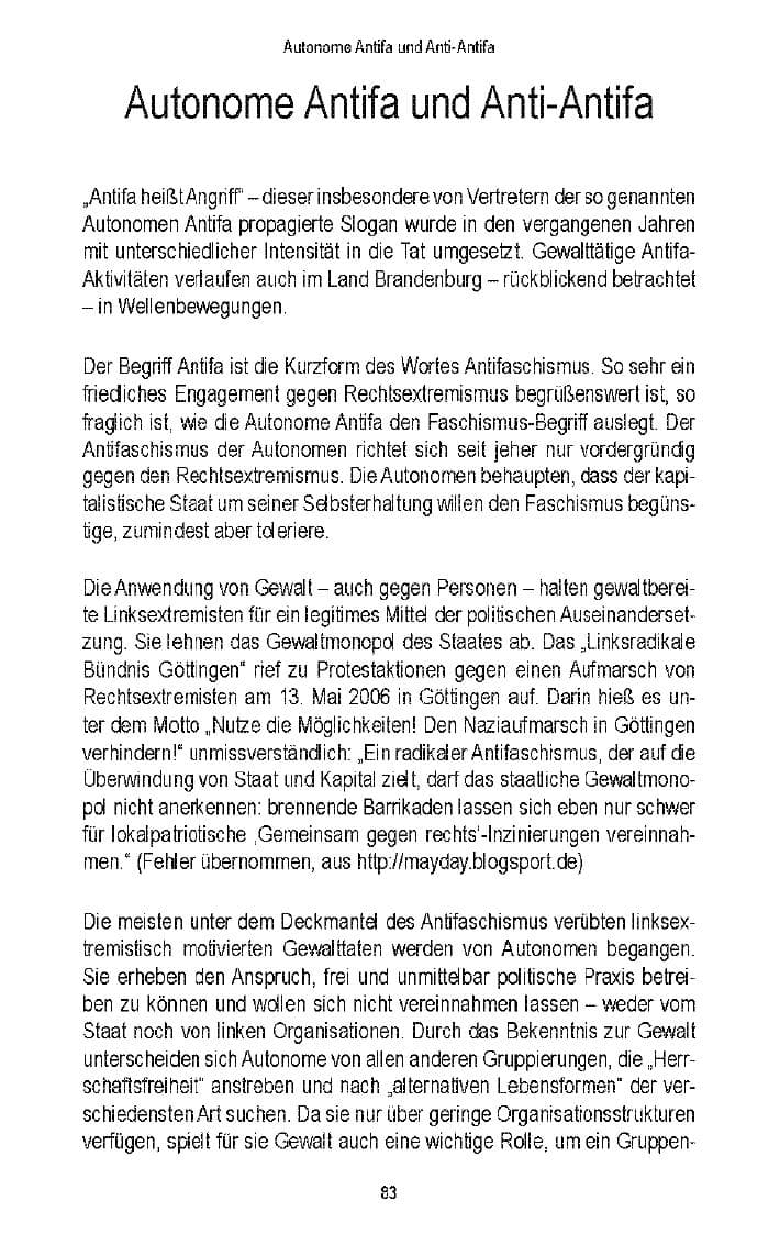 Seite 80 des Verfassungsschutzbericht 2006 Brandenburg
