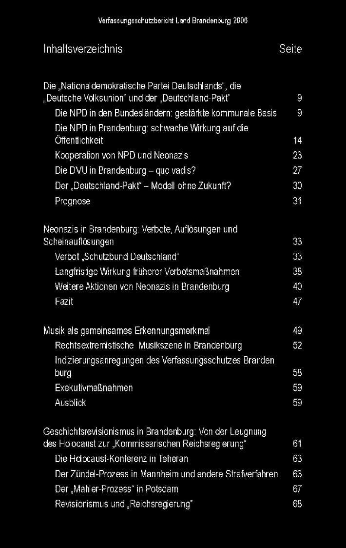 Seite 9 des Verfassungsschutzbericht 2006 Brandenburg