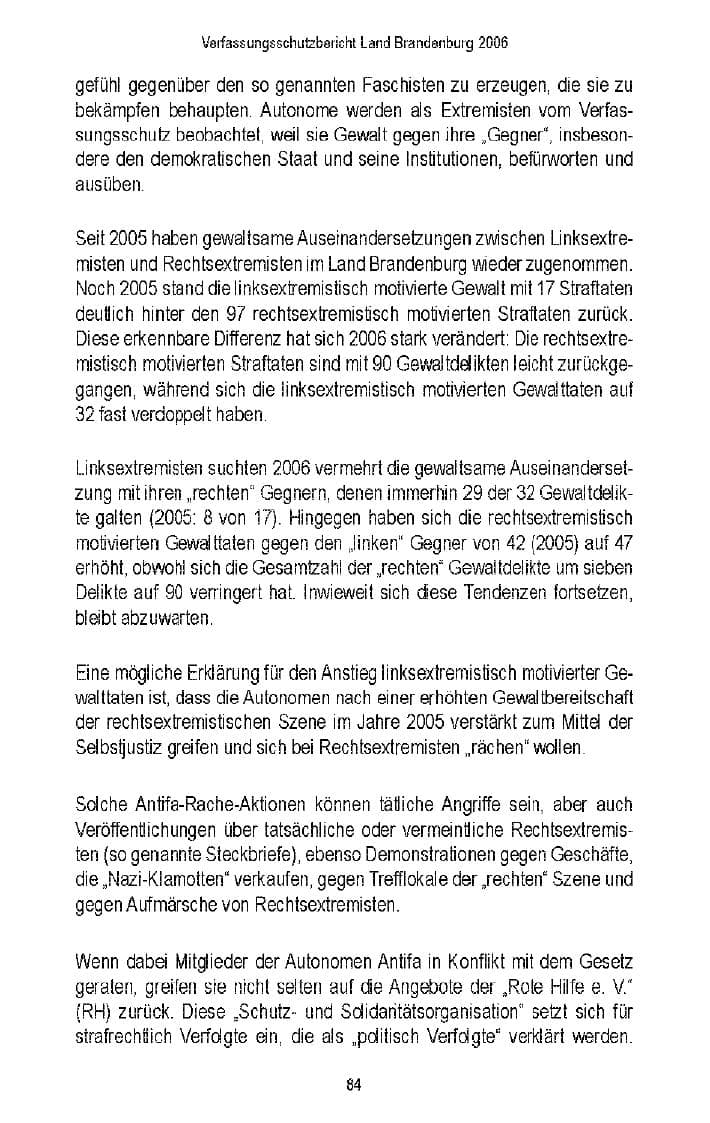 Seite 81 des Verfassungsschutzbericht 2006 Brandenburg