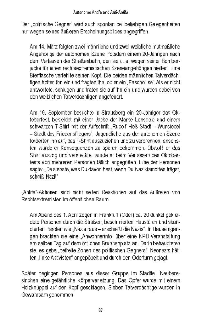 Seite 84 des Verfassungsschutzbericht 2006 Brandenburg