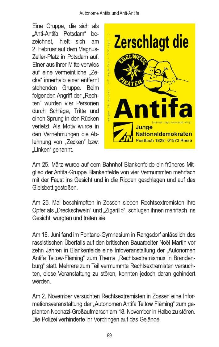 Seite 86 des Verfassungsschutzbericht 2006 Brandenburg