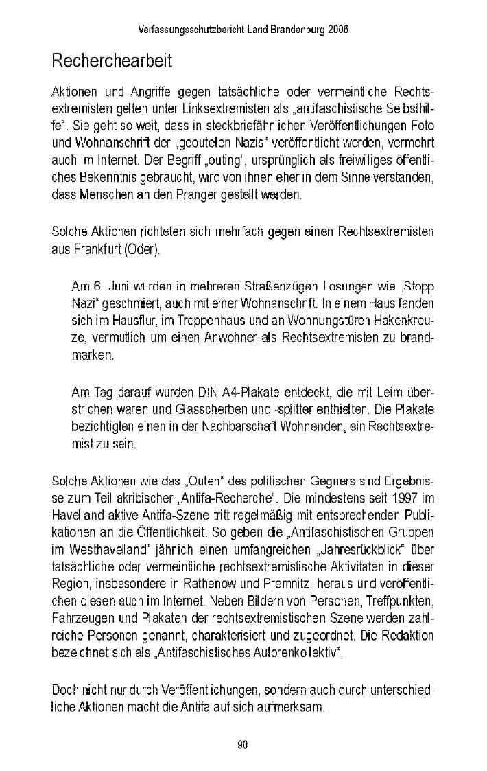 Seite 87 des Verfassungsschutzbericht 2006 Brandenburg