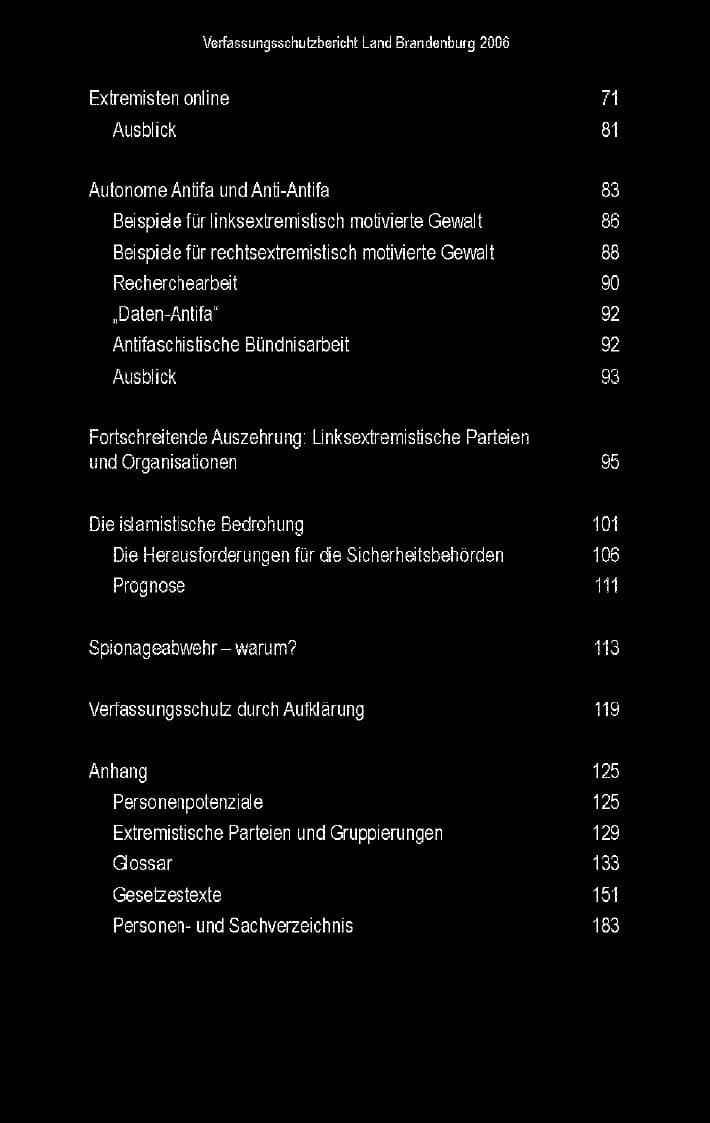 Seite 10 des Verfassungsschutzbericht 2006 Brandenburg