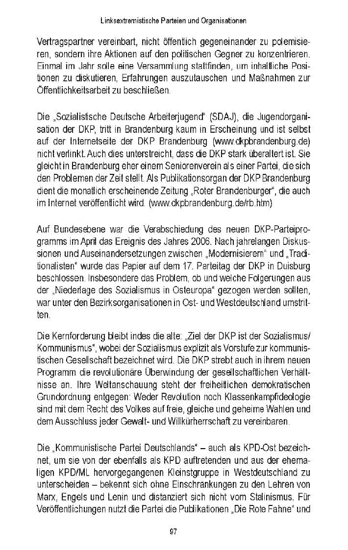Seite 93 des Verfassungsschutzbericht 2006 Brandenburg