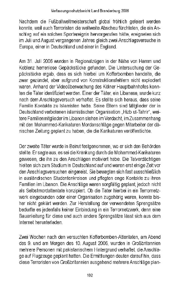Seite 97 des Verfassungsschutzbericht 2006 Brandenburg