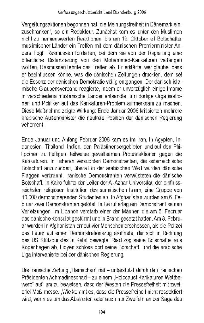 Seite 99 des Verfassungsschutzbericht 2006 Brandenburg