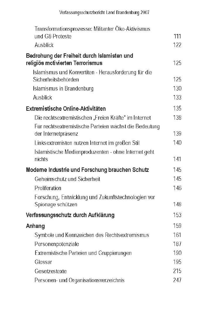 Seite 11 des Verfassungsschutzbericht 2007 Brandenburg