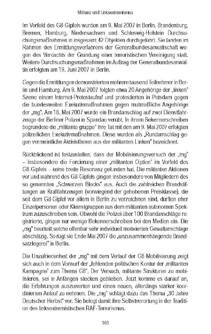 Seite 104 des Verfassungsschutzbericht 2007 Brandenburg