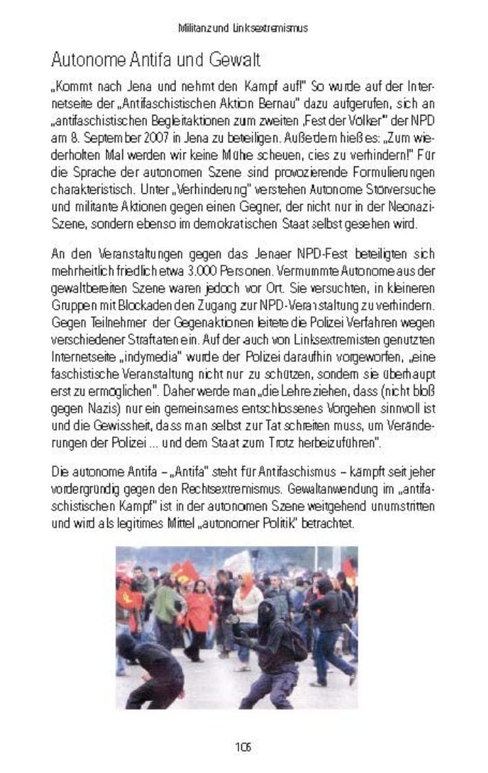 Seite 106 des Verfassungsschutzbericht 2007 Brandenburg