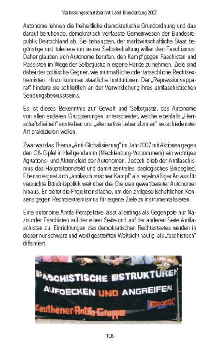 Seite 107 des Verfassungsschutzbericht 2007 Brandenburg