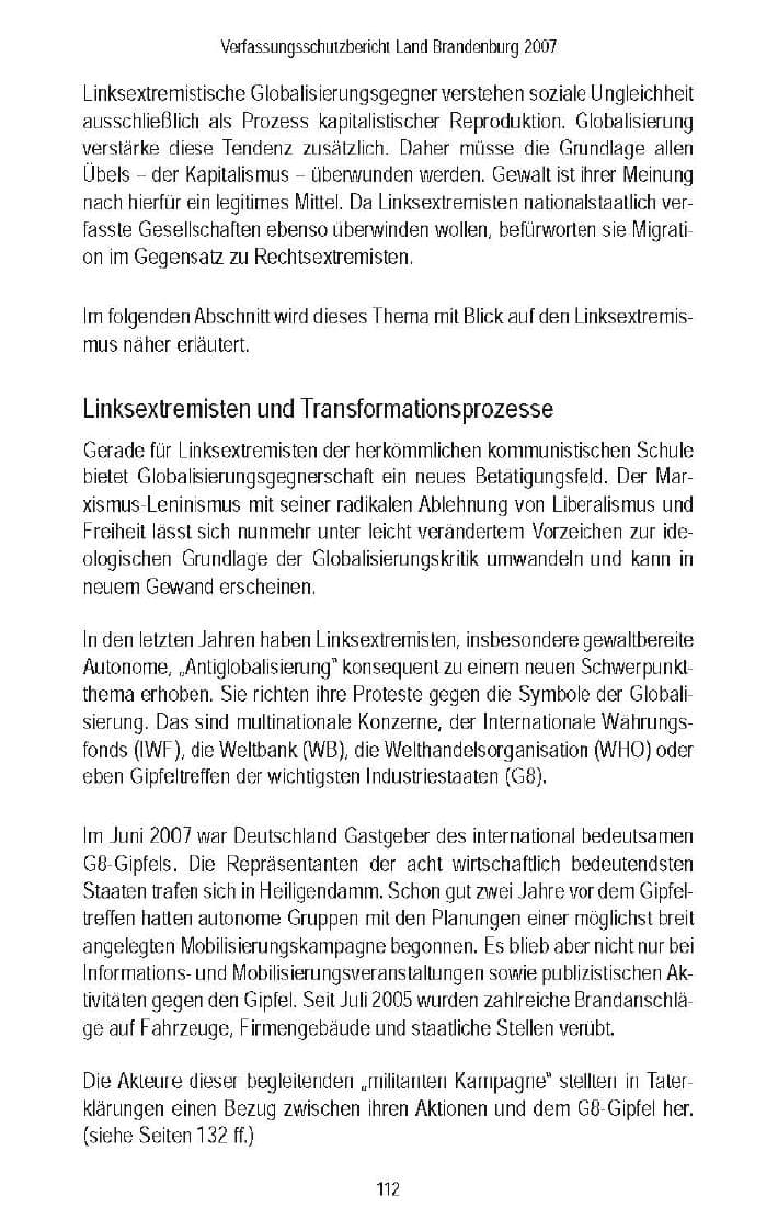 Seite 113 des Verfassungsschutzbericht 2007 Brandenburg