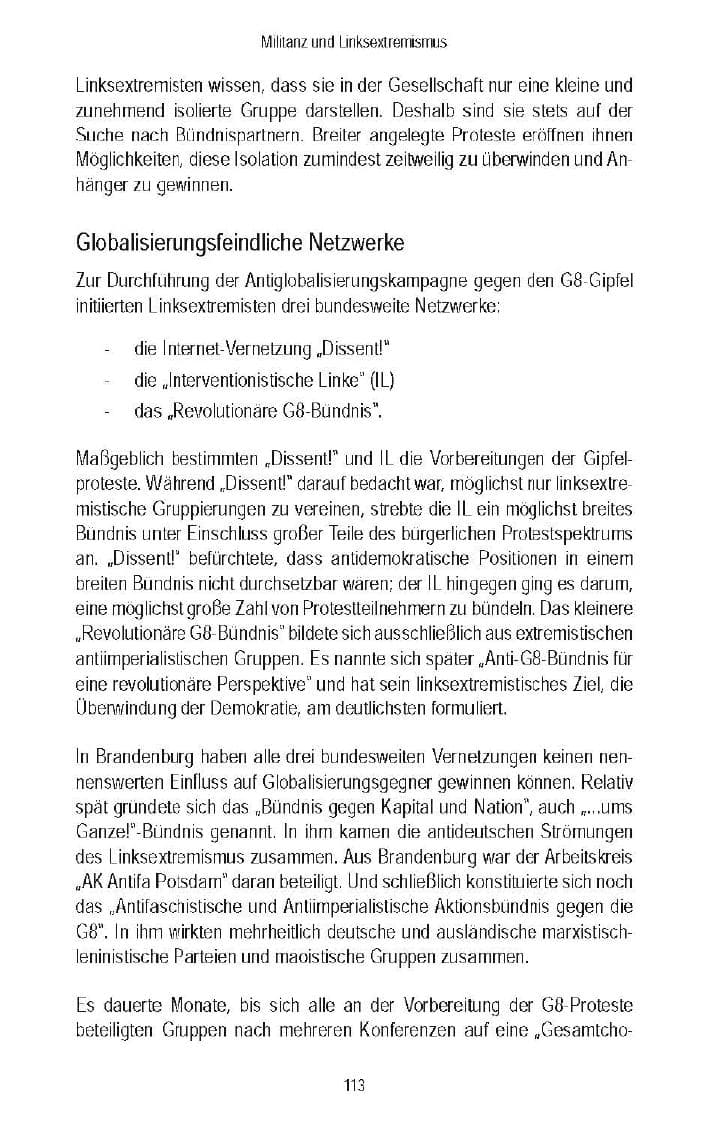 Seite 114 des Verfassungsschutzbericht 2007 Brandenburg