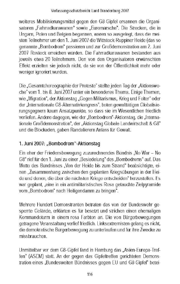 Seite 117 des Verfassungsschutzbericht 2007 Brandenburg