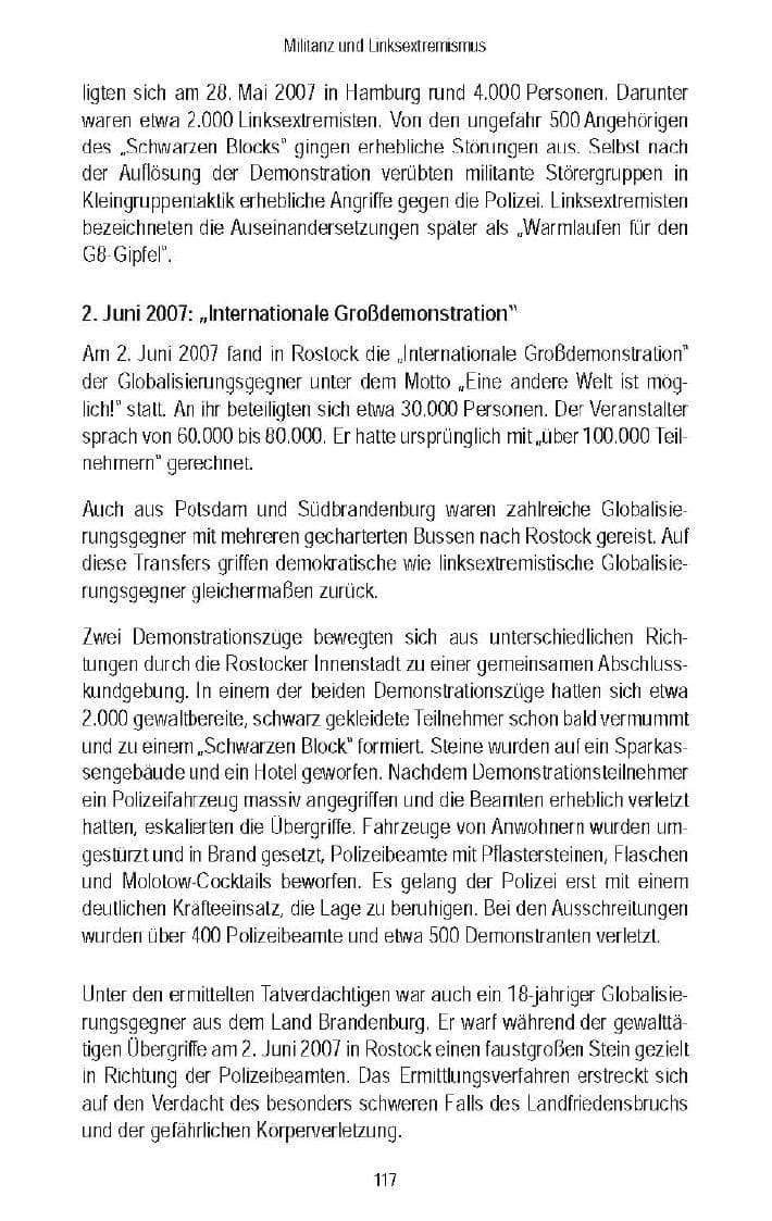 Seite 118 des Verfassungsschutzbericht 2007 Brandenburg