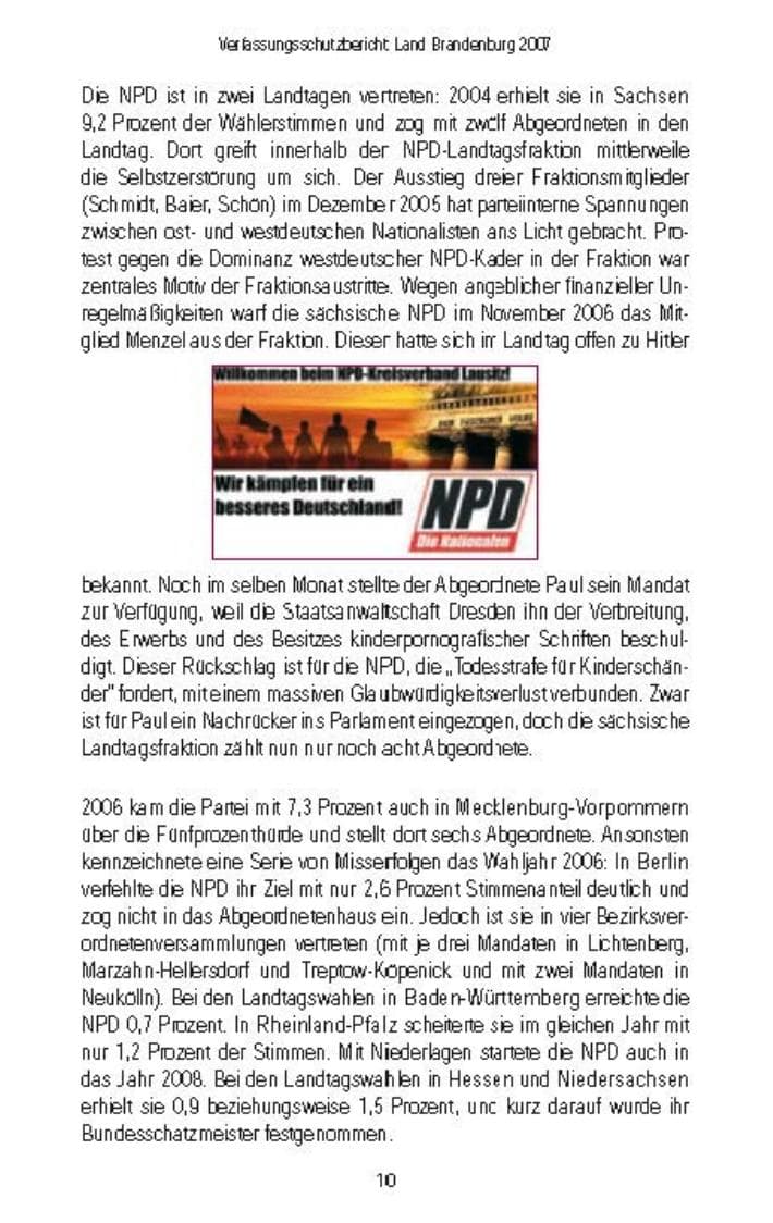 Seite 13 des Verfassungsschutzbericht 2007 Brandenburg