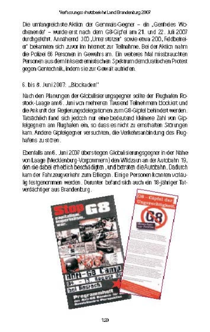 Seite 121 des Verfassungsschutzbericht 2007 Brandenburg