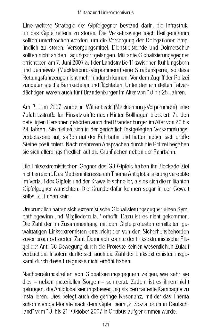 Seite 122 des Verfassungsschutzbericht 2007 Brandenburg