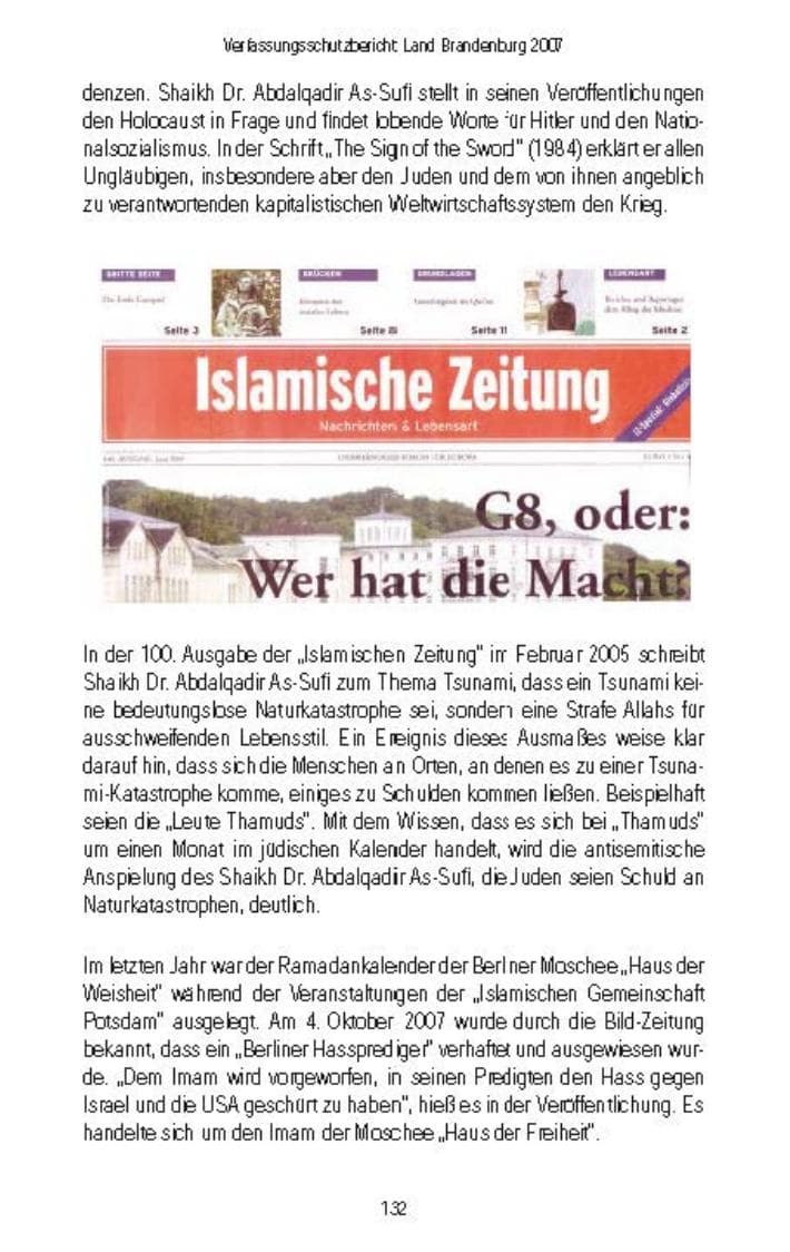 Seite 132 des Verfassungsschutzbericht 2007 Brandenburg