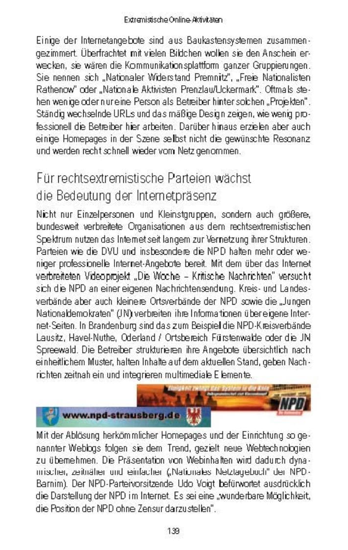 Seite 138 des Verfassungsschutzbericht 2007 Brandenburg