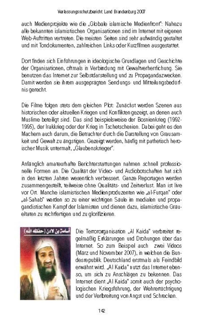 Seite 141 des Verfassungsschutzbericht 2007 Brandenburg