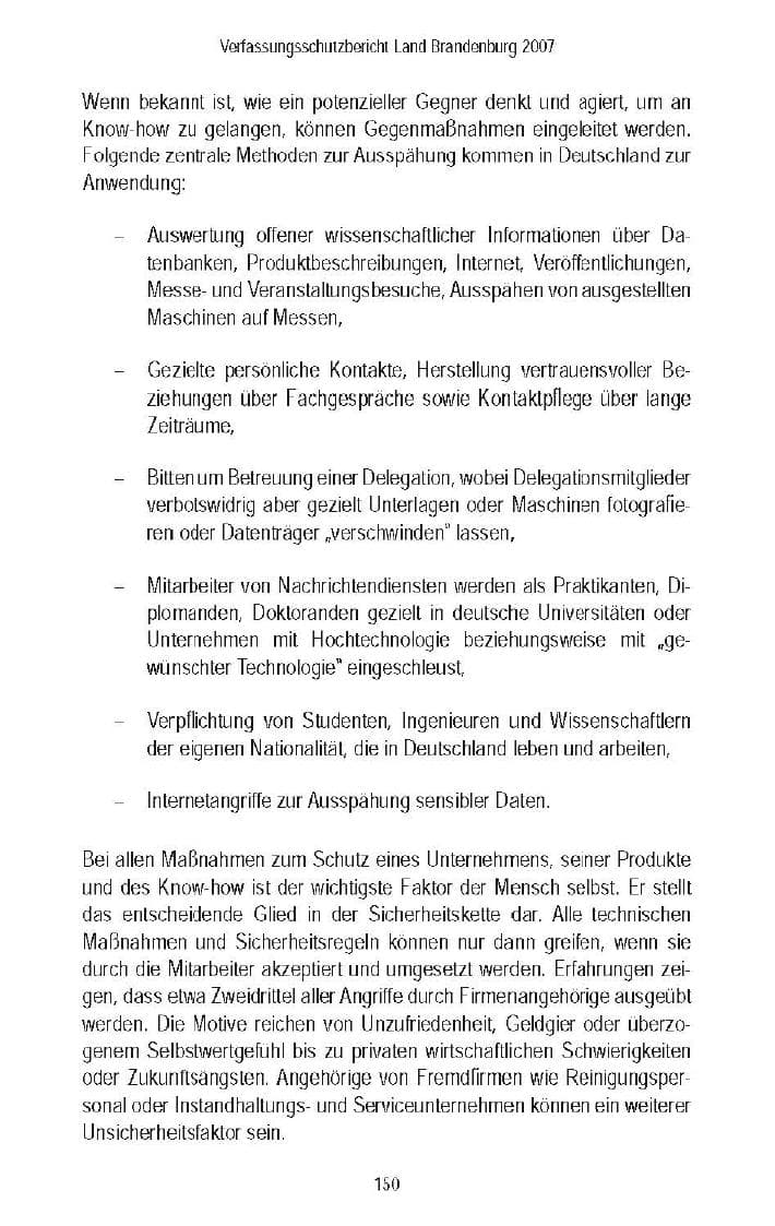 Seite 148 des Verfassungsschutzbericht 2007 Brandenburg
