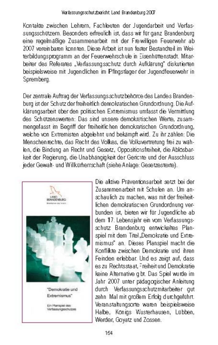 Seite 151 des Verfassungsschutzbericht 2007 Brandenburg