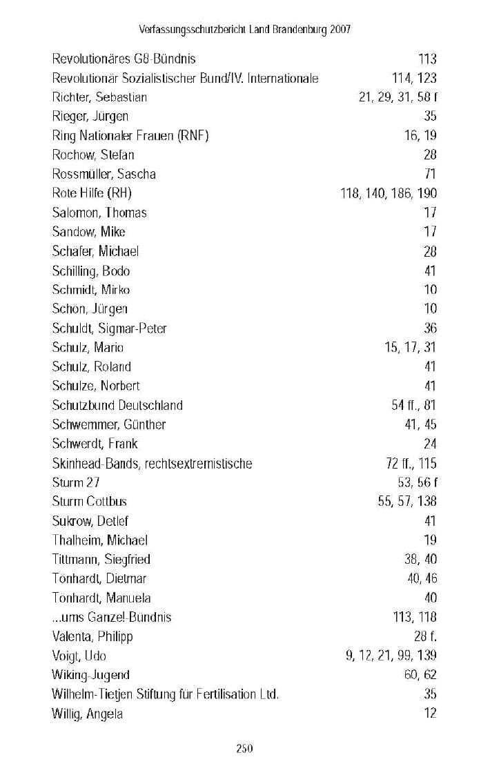 Seite 166 des Verfassungsschutzbericht 2007 Brandenburg