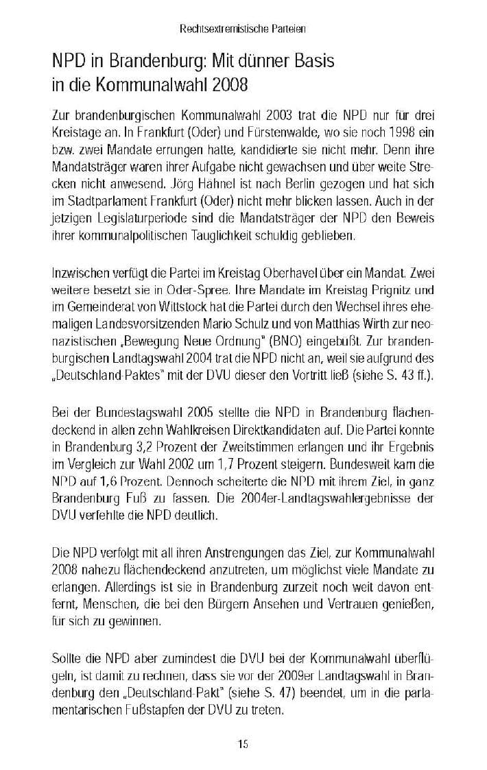Seite 18 des Verfassungsschutzbericht 2007 Brandenburg