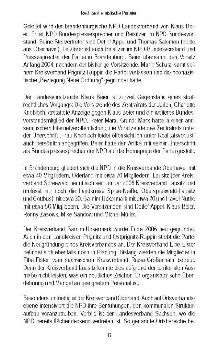 Seite 20 des Verfassungsschutzbericht 2007 Brandenburg