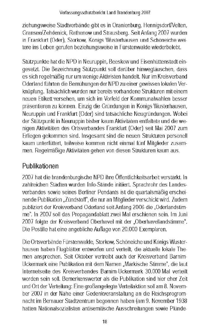 Seite 21 des Verfassungsschutzbericht 2007 Brandenburg