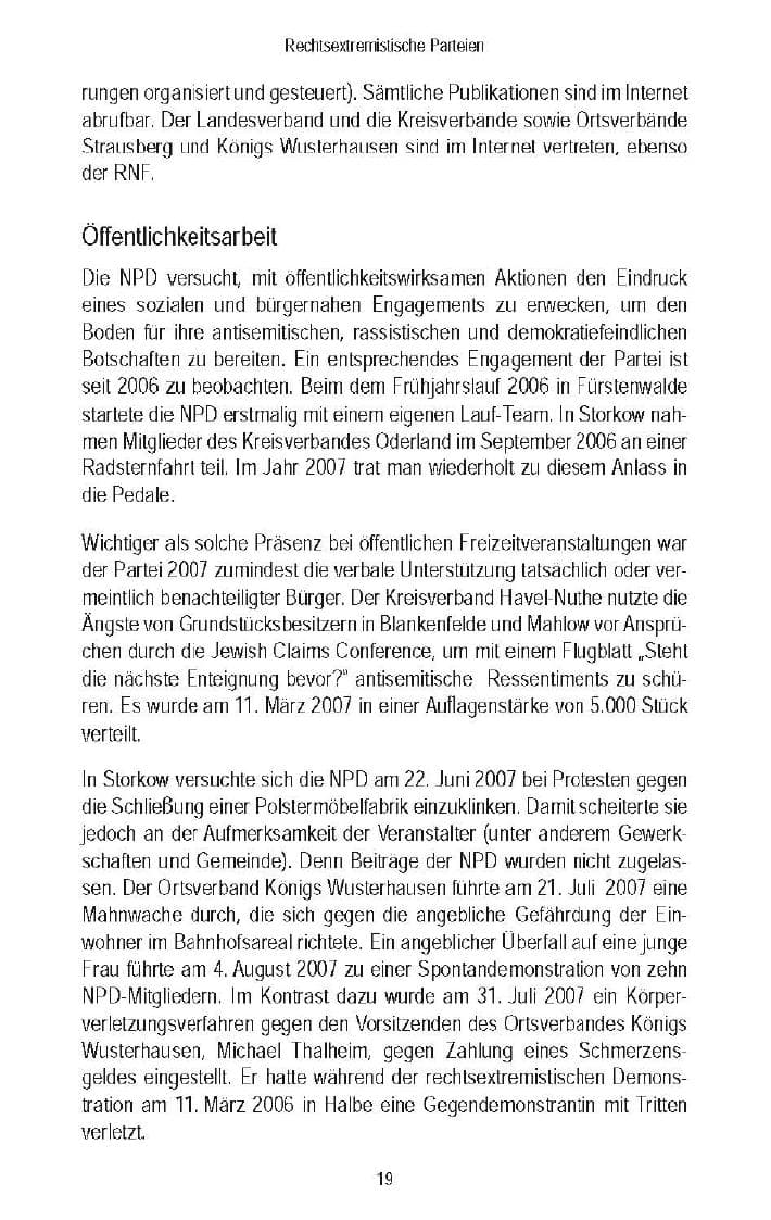 Seite 22 des Verfassungsschutzbericht 2007 Brandenburg