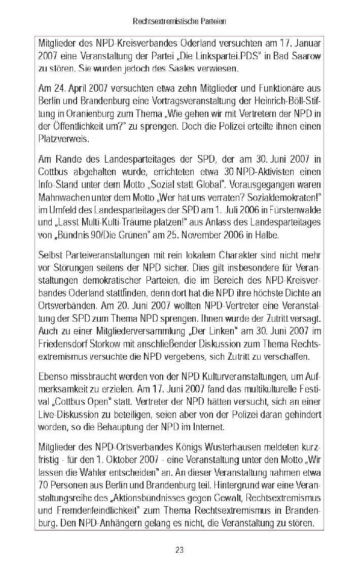 Seite 26 des Verfassungsschutzbericht 2007 Brandenburg