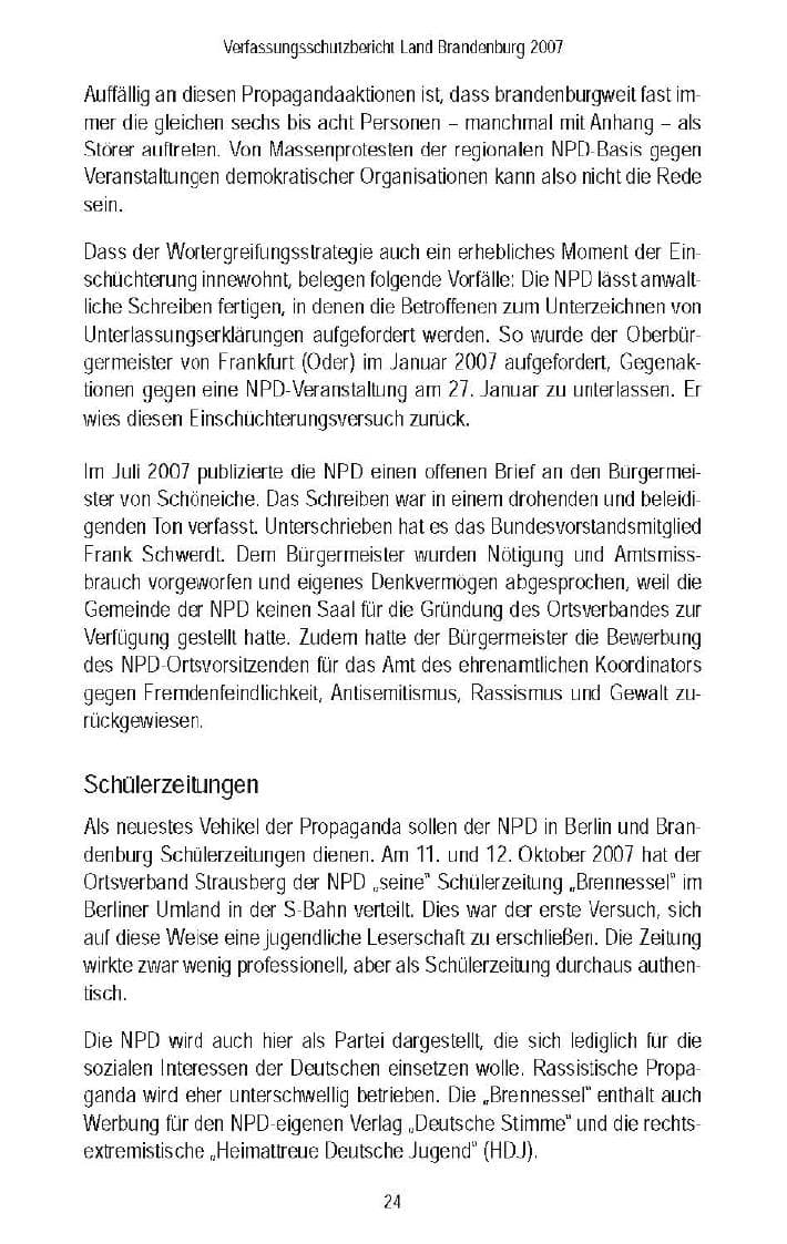 Seite 27 des Verfassungsschutzbericht 2007 Brandenburg