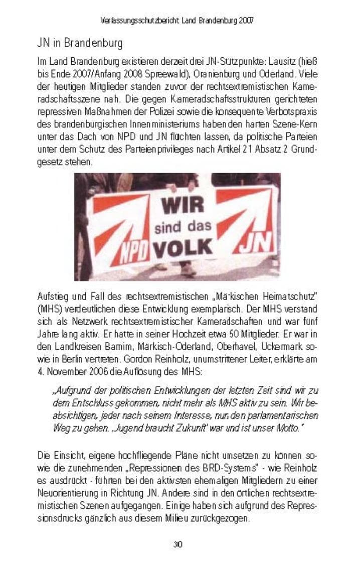 Seite 33 des Verfassungsschutzbericht 2007 Brandenburg