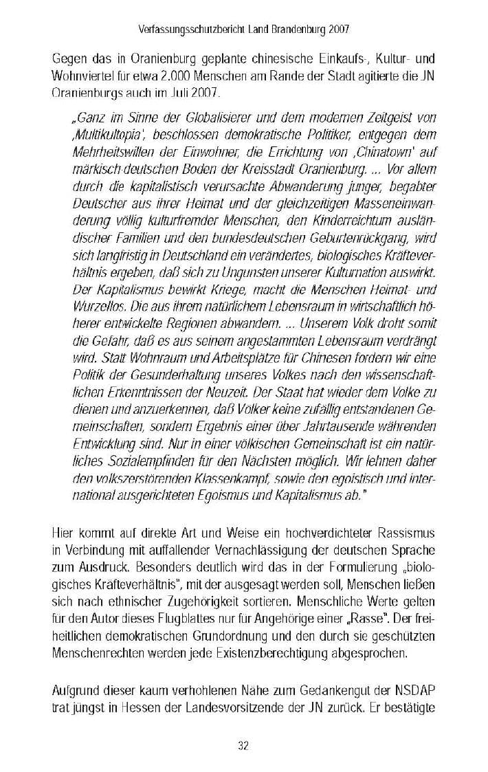 Seite 35 des Verfassungsschutzbericht 2007 Brandenburg