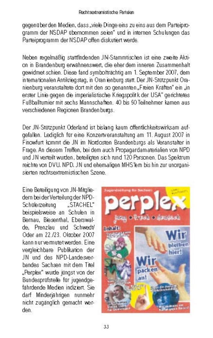 Seite 36 des Verfassungsschutzbericht 2007 Brandenburg