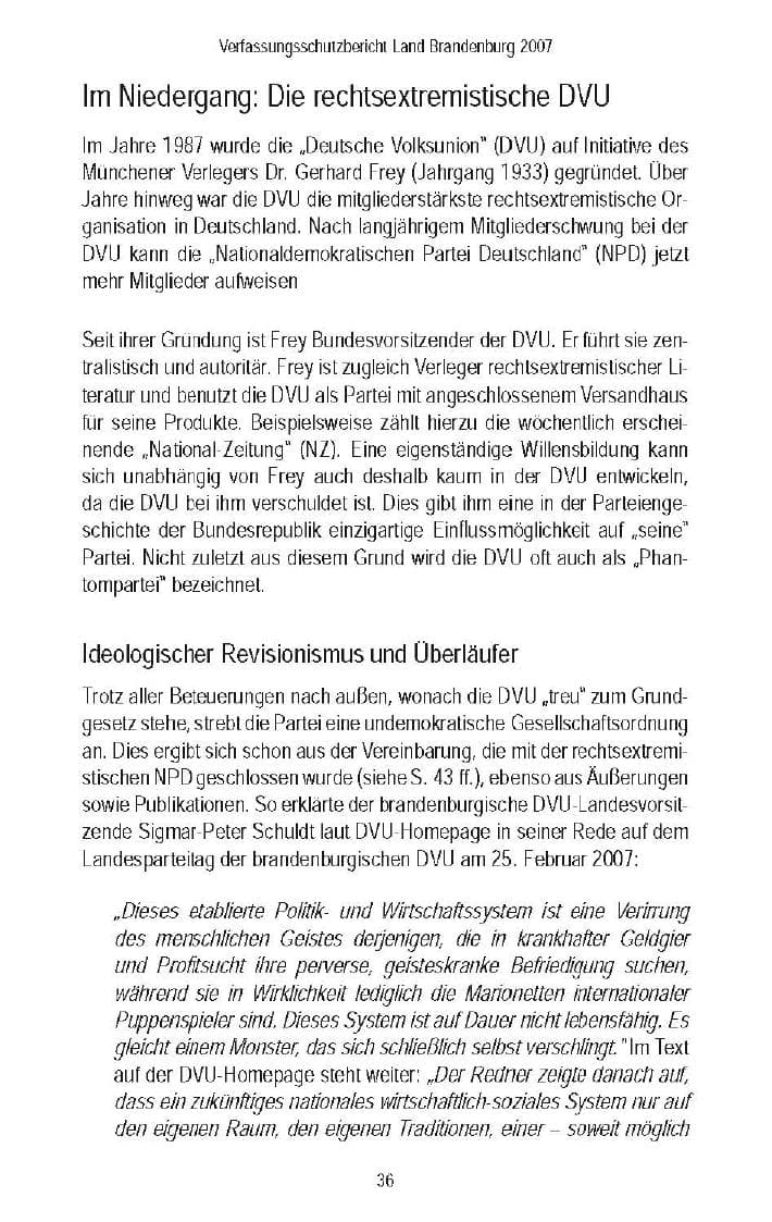 Seite 39 des Verfassungsschutzbericht 2007 Brandenburg