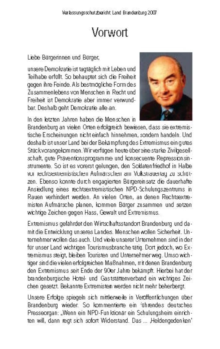 Seite 5 des Verfassungsschutzbericht 2007 Brandenburg