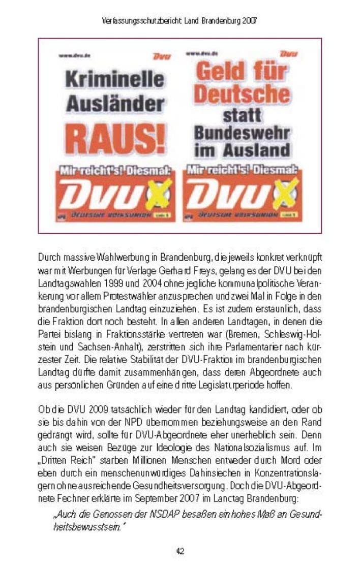 Seite 45 des Verfassungsschutzbericht 2007 Brandenburg