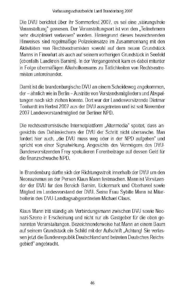 Seite 49 des Verfassungsschutzbericht 2007 Brandenburg