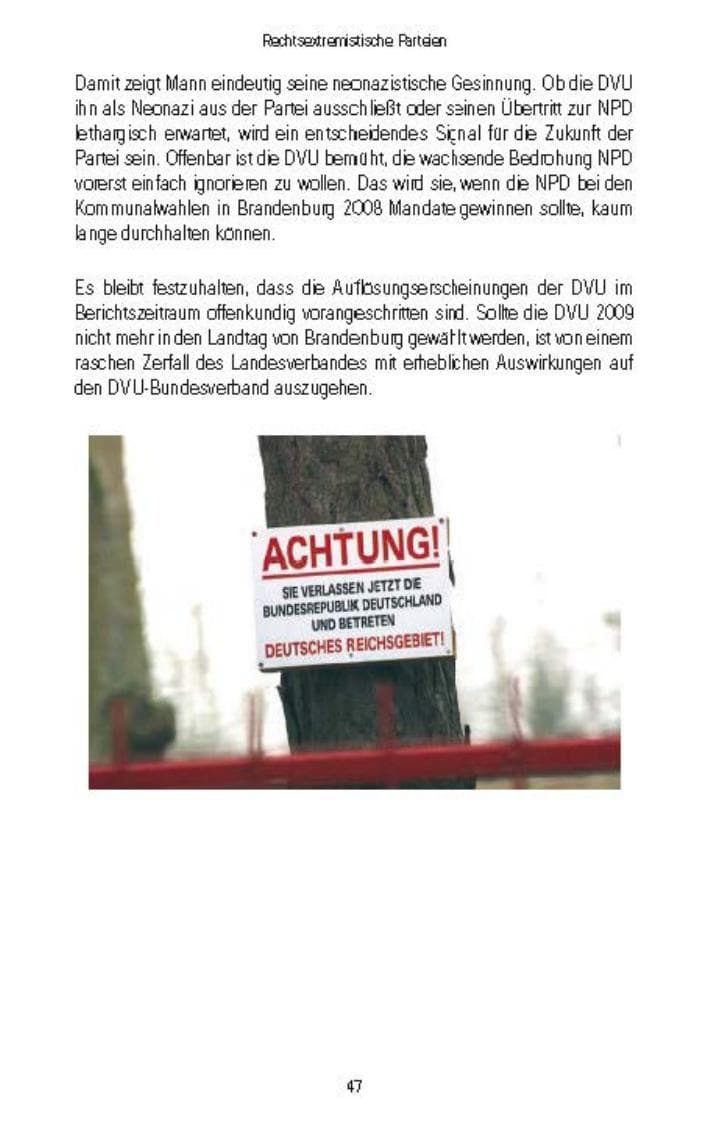 Seite 50 des Verfassungsschutzbericht 2007 Brandenburg