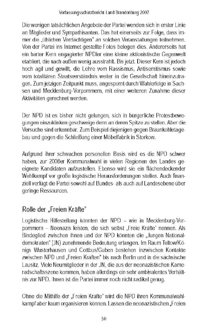 Seite 53 des Verfassungsschutzbericht 2007 Brandenburg