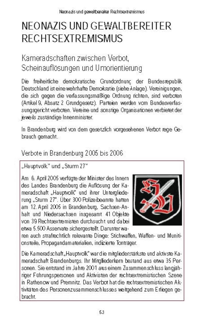 Seite 55 des Verfassungsschutzbericht 2007 Brandenburg