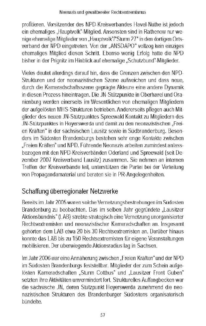 Seite 59 des Verfassungsschutzbericht 2007 Brandenburg