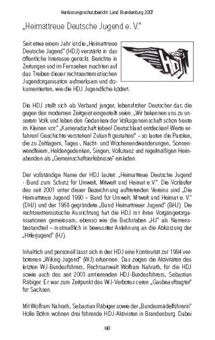 Seite 62 des Verfassungsschutzbericht 2007 Brandenburg