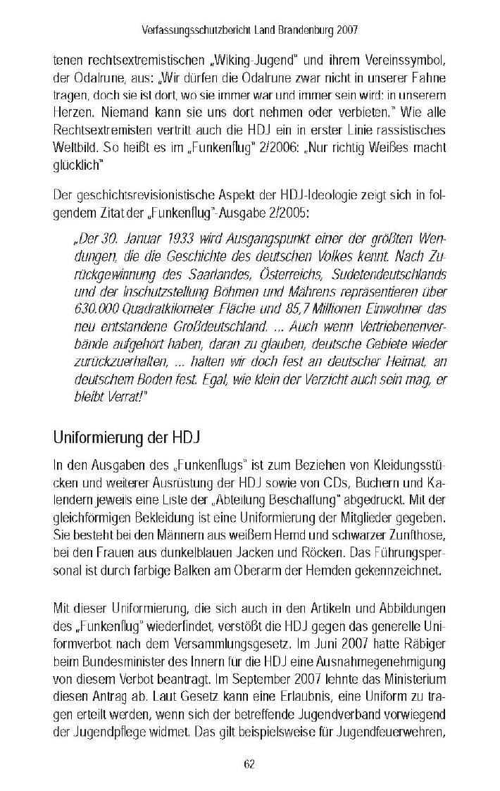 Seite 64 des Verfassungsschutzbericht 2007 Brandenburg
