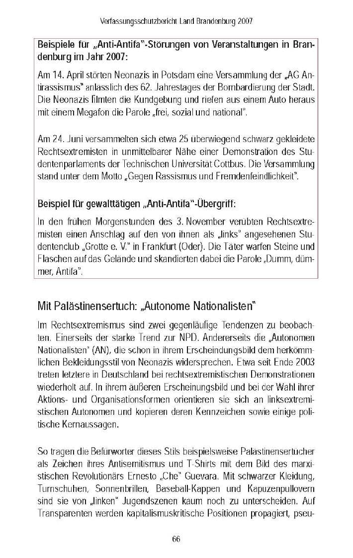 Seite 68 des Verfassungsschutzbericht 2007 Brandenburg